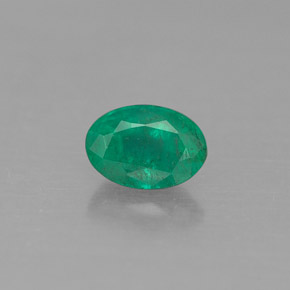 0.42 ct Green Emerald Gemstone, Emerald Gem in Oval Facet Shape for Sale.