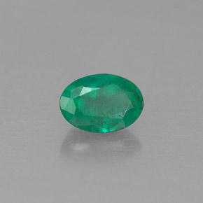 0.42 ct Green Emerald Stone, Natural Emerald in Oval Facet Shape for Sale