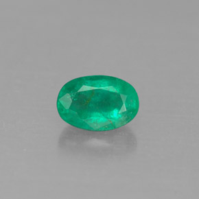 0.45 ct Green Emerald Gemstone, Emerald Gem in Oval Facet Shape for Sale.