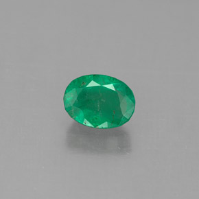 0.56 ct Green Emerald Gemstone, Emerald Gem in Oval Facet Shape for Sale.