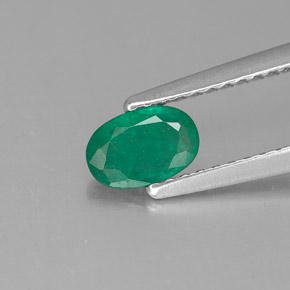 0.41 ct Green Emerald Gemstone, Emerald Gem in Oval Facet Shape for Sale.