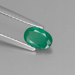 0.41 ct Green Emerald Stone, Natural Emerald in Oval Facet Shape for Sale