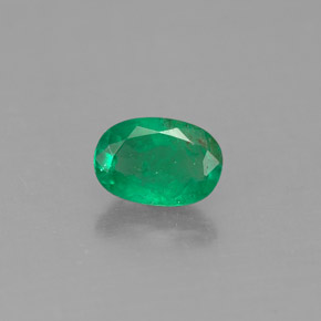 0.45 ct Green Emerald Gemstone, Emerald Gem in Oval Facet Shape for Sale.