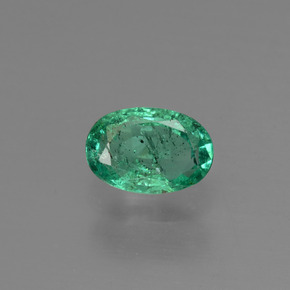 0.49 ct Green Emerald Gemstone, Emerald Gem in Oval Facet Shape for Sale.