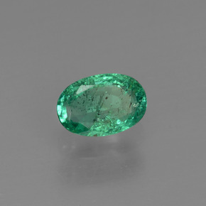 0.49 ct Green Emerald Stone, Natural Emerald in Oval Facet Shape for Sale