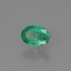 0.40 ct Green Emerald Stone, Natural Emerald in Oval Facet Shape for Sale