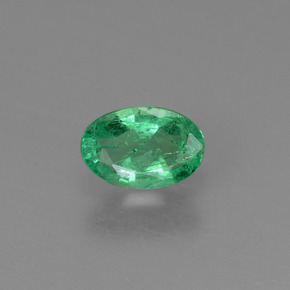 0.38 ct Green Emerald Gemstone, Emerald Gem in Oval Facet Shape for Sale.