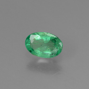 0.38 ct Green Emerald Stone, Natural Emerald in Oval Facet Shape for Sale