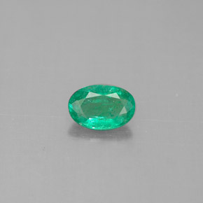 0.38 ct Green Emerald Gemstone, Emerald Gem in Oval Facet Shape for Sale.