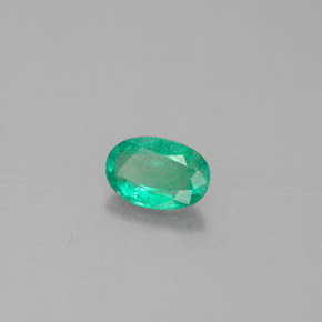0.38 ct Green Emerald Stone, Natural Emerald in Oval Facet Shape for Sale