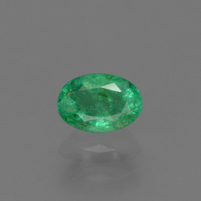 0.41 ct Green Emerald Gemstone, Emerald Gem in Oval Facet Shape for Sale.