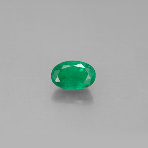0.51 ct Green Emerald Gemstone, Emerald Gem in Oval Facet Shape for Sale.
