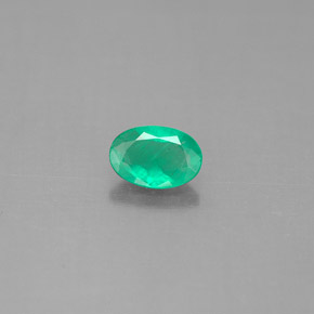 0.45 ct Green Emerald Gemstone, Emerald Gem in Oval Facet Shape for Sale.