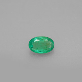 0.42 ct Green Emerald Gemstone, Emerald Gem in Oval Facet Shape for Sale.