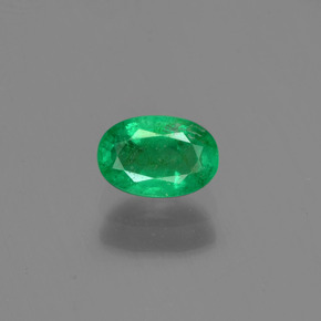 0.57 ct Green Emerald Gemstone, Emerald Gem in Oval Facet Shape for Sale.