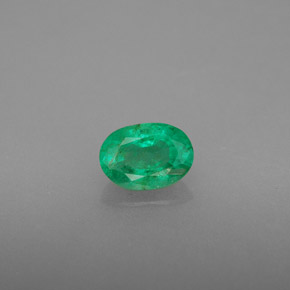 0.51 ct Green Emerald Gemstone, Emerald Gem in Oval Facet Shape for Sale.