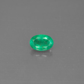 0.49 ct Green Emerald Gemstone, Emerald Gem in Oval Facet Shape for Sale.