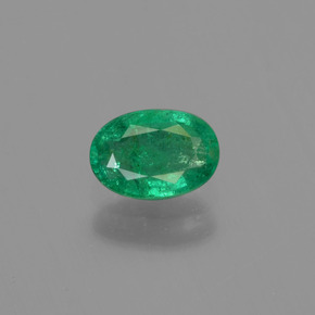 0.43 ct Green Emerald Gemstone, Emerald Gem in Oval Facet Shape for Sale.