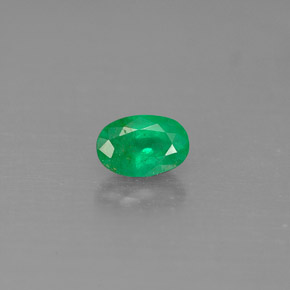 0.54 ct Green Emerald Gemstone, Emerald Gem in Oval Facet Shape for Sale.