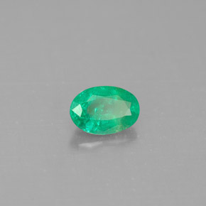 0.45 ct Green Emerald Stone, Natural Emerald in Oval Facet Shape for Sale