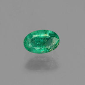 0.43 ct Green Emerald Gemstone, Emerald Gem in Oval Facet Shape for Sale.