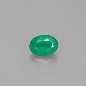 0.46 ct Green Emerald Gemstone, Emerald Gem in Oval Facet Shape for Sale.