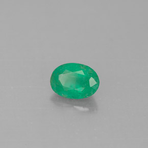 0.46 ct Green Emerald Stone, Natural Emerald in Oval Facet Shape for Sale