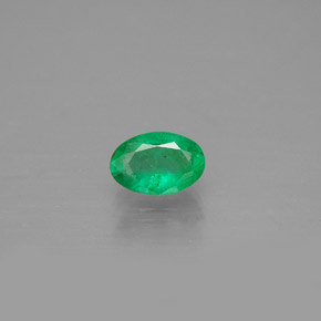 0.39 ct Green Emerald Gemstone, Emerald Gem in Oval Facet Shape for Sale.
