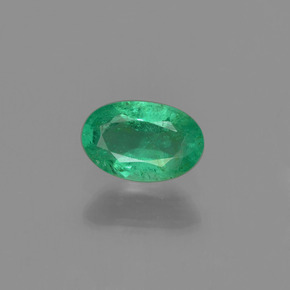 0.46 ct Green Emerald Gemstone, Emerald Gem in Oval Facet Shape for Sale.