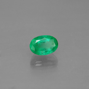 0.58 ct Green Emerald Stone, Natural Emerald in Oval Facet Shape for Sale
