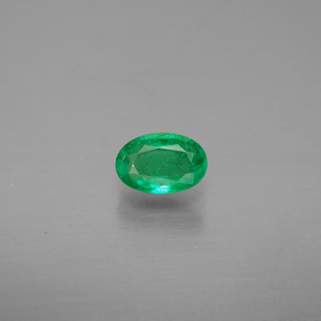 0.40 ct Green Emerald Gemstone, Emerald Gem in Oval Facet Shape for Sale.