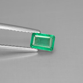 0.44 ct Green Emerald Gemstone, Emerald Gem in Octagon Facet Shape for Sale.