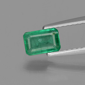 0.53 ct Green Emerald Gemstone, Emerald Gem in Octagon Step Cut Shape for Sale.