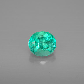 0.74 ct Green Emerald Gemstone, Emerald Gem in Oval Facet Shape for Sale.