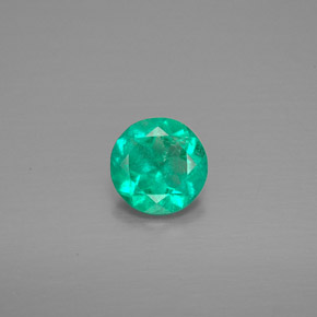 0.57 ct Green Emerald Gemstone, Emerald Gem in Round Facet Shape for Sale.
