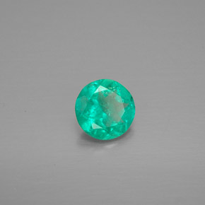 0.57 ct Green Emerald Stone, Natural Emerald in Round Facet Shape for Sale