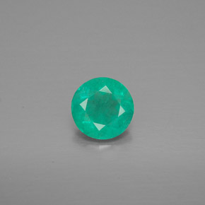 0.61 ct Green Emerald Gemstone, Emerald Gem in Round Facet Shape for Sale.