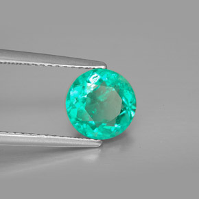 1.74 ct Green Emerald Stone, Natural Emerald in Round Facet Shape for Sale