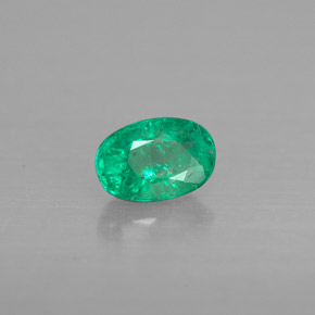 0.42 ct Green Emerald Stone, Natural Emerald in Oval Facet Shape for Sale