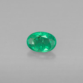 0.41 ct Green Emerald Gemstone, Emerald Gem in Oval Facet Shape for Sale.