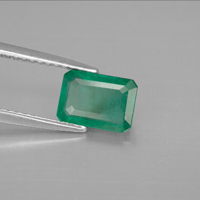 1.34 ct Green Emerald Stone, Natural Emerald in Octagon Facet Shape for Sale