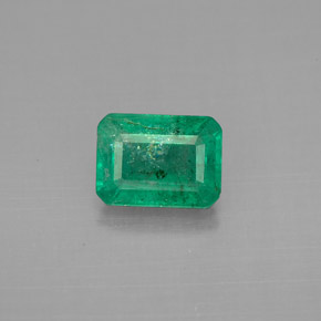 1.42 ct Green Emerald Gemstone, Emerald Gem in Octagon Facet Shape for Sale.