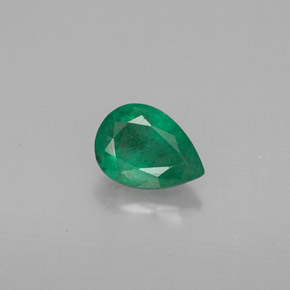 0.63 ct Green Emerald Gemstone, Emerald Gem in Pear Facet Shape for Sale.
