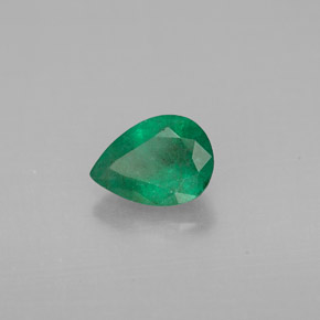 0.63 ct Green Emerald Stone, Natural Emerald in Pear Facet Shape for Sale