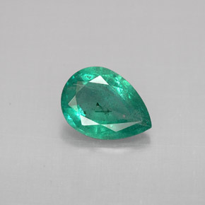 0.91 ct Green Emerald Gemstone, Emerald Gem in Pear Facet Shape for Sale.