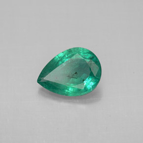 0.91 ct Green Emerald Stone, Natural Emerald in Pear Facet Shape for Sale