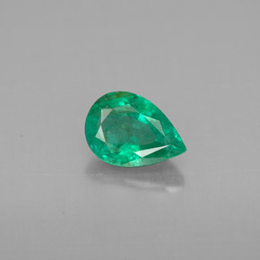 0.65 ct Green Emerald Gemstone, Emerald Gem in Pear Facet Shape for Sale.