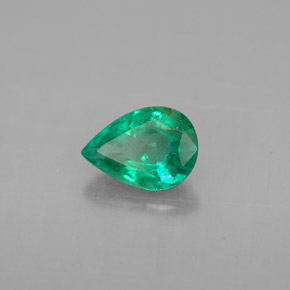0.65 ct Green Emerald Stone, Natural Emerald in Pear Facet Shape for Sale