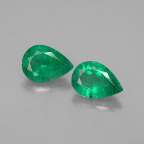 1.28 ct Green Emerald Gemstone, Emerald Gem in Pear Facet Shape for Sale.