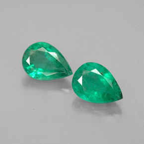 1.39 ct Green Emerald Gemstone, Emerald Gem in Pear Facet Shape for Sale.